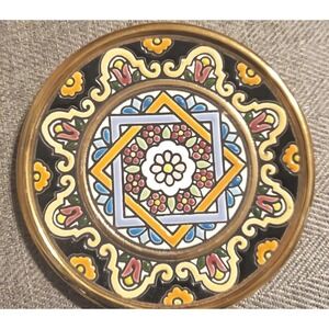 Cearco Plate 6" HandPainted 24K Gold Enamel Ornate Hanging Spain Vintage
